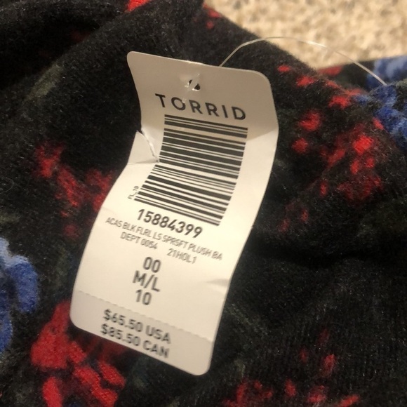 NWT Torrid Super Soft Plush Dress 00 M L Dark Gray Floral Puff Sleeve Skater - Picture 8 of 13